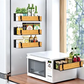 WY Family Magnetic Spice Rack for Refrigerator - Magnetic shelf, magnetic spice rack, 4 pack magnetic shelves, magnetic shelf for fridge and oven, magnetic fridge shelf