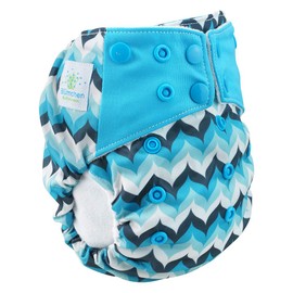 Blümchen All-in-One Bamboo One Size Cloth Nappy Poppers (3.5-15 kg) Geometric Design Wave