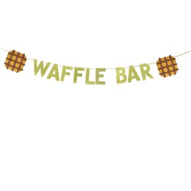 JENSENLIN Waffle Bar Banner,Waffle Theme Party Sign,Birthday Food Table Decors,Fiesta/Home/Weding Party Sign Garland,Waffle Bar Sunday Brunch Decor Decorations.