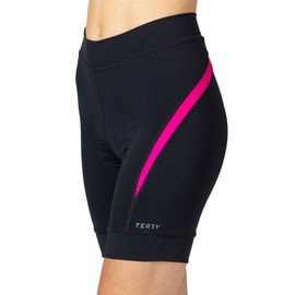 Terry Bike Shorts Women Padded Breakaway LTD Hi-Vis Cycling Shorts for Women with Padding, Chamois Bicycle Short - Black | Neon Pink, Large