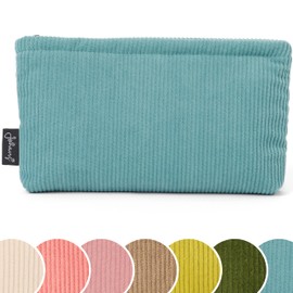 Johans® Storage Case in Corduroy Look (22 x 14 cm) Practical Bag for Microfibre Cloths, Make-Up Utensils, Cosmetics, Travel Accessories, Stylish Cosmetic Bag, Sage Case, corduro