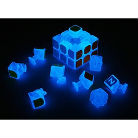 TANCH Blue Fluorescent Speed Cube 3x3x3 Glow in The Dark Luminous Magic Cube Puzzle Toy