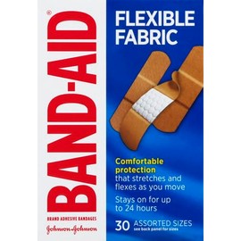 Band-Aid Band-Aid Brand Flexible Fabric Adhesive Bandages, Comfortable Sterile Protection & Wound Care for Minor Cuts & Burns, Quilt-Aid Technology to Cushion Painful Wounds, Assorted Sizes, 30 ct