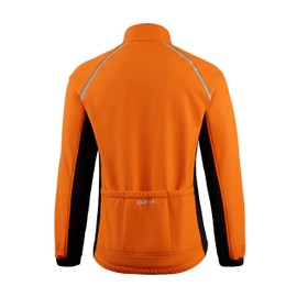 Men's Winter Cycling Jackets Thermal Warm Water Resistant Bike Running Windproof Fleece Cold Weather Mountain Biking Bicycle Riding Gear(Orange/Black,XL)