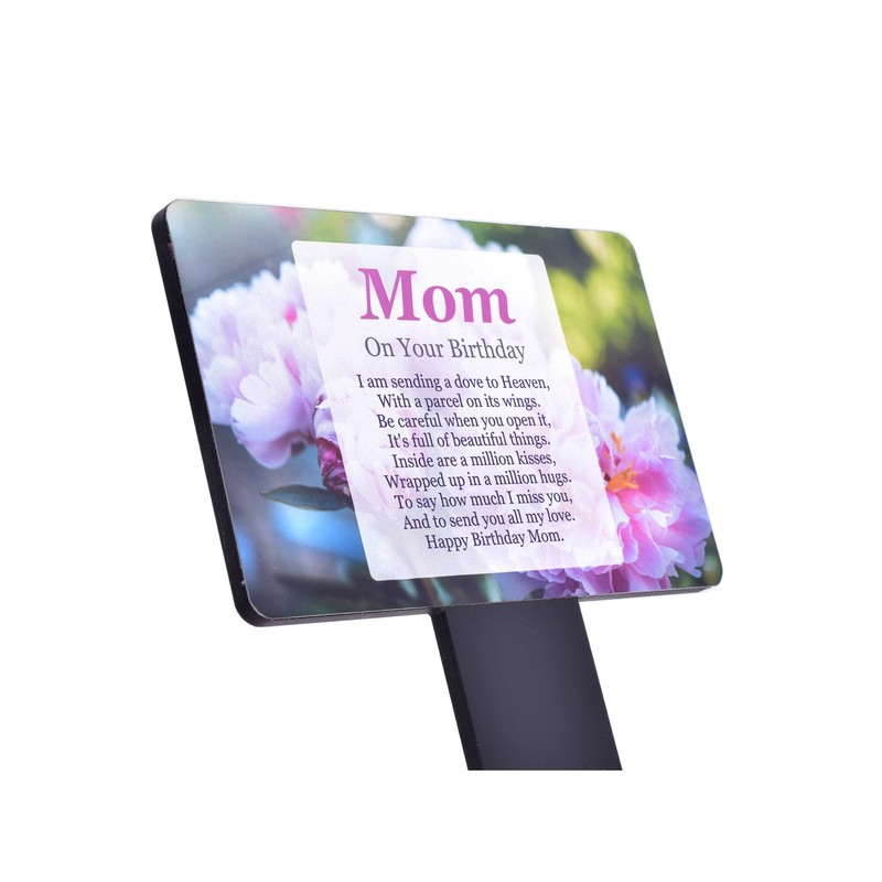 'Mom On Your Birthday' Memorial - Sublimated Aluminium Memorial Plaque,