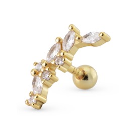 UNIQA Jewels - Helix Piercing Earrings in 925 Sterling Silver, 1 Pair Gold and Silver Cartilage Earrings with Ball Closure for Women and Girls, Hypoallergenic, Nickel-Free Tragus Earring, Sterling