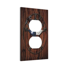 1 Gang Jumbo Size Duplex Receptacle Wall Plates Western Texas Star Vintage Wooden Barn Doors Nails Rustic Style Electrical Decorative Dual Device Light Switch Plug Socket Outlet Cover Face Plate