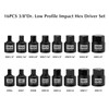 EMENTOL 16PCS 3/8" Drive Low Profile Impact Hex Driver Set,