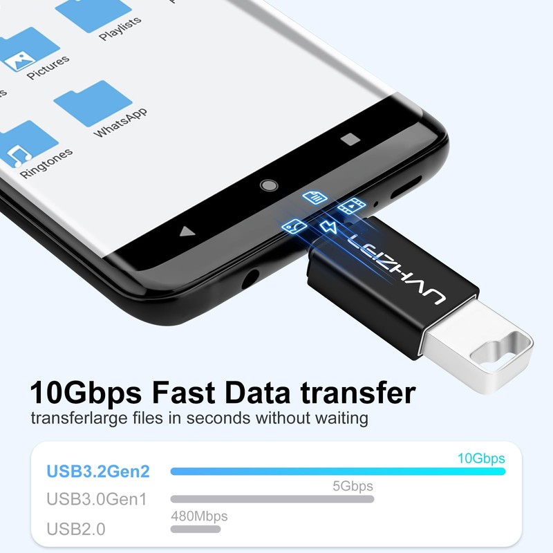 leizhan USB 3.2 Adapter 2pcs, USB-A Buchse zu Typ-C Stecker