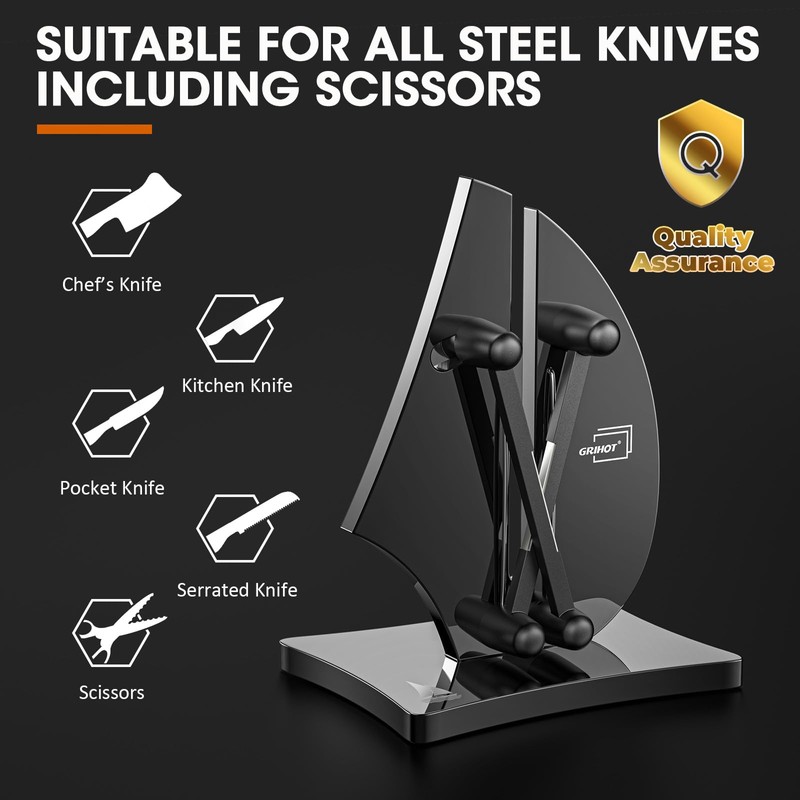 Grihot VN3 Professional Knife Sharpener | 3-Action Streamlined Sailboat Design