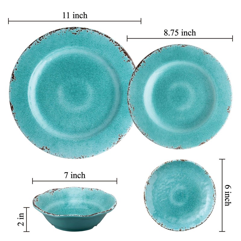 UPware 4-Piece Crackle 6 Inch Melamine Serving Plates/Appetizer Plates/Dessert Plates,