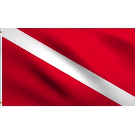 DMSE Diver Down Scuba Diving Flag 3X5 Ft Foot 100% Polyester 100D Flag UV Resistant (3'X5' Ft Foot)