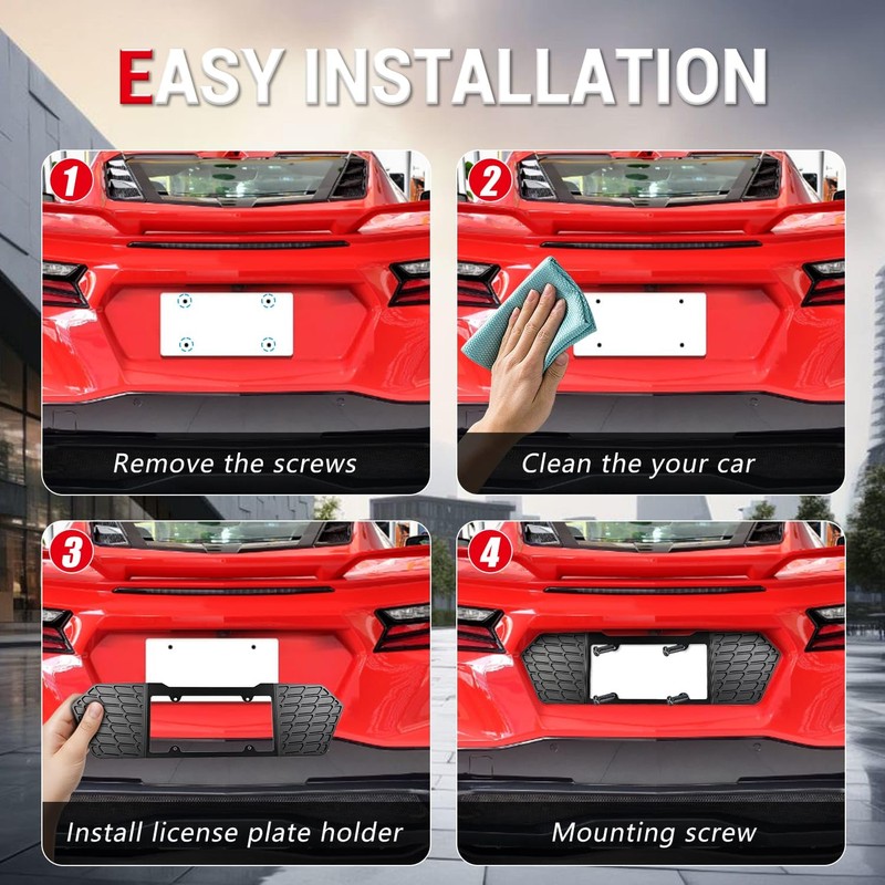 Rear License Plate Frame,Aluminum License Backing Frame Cover Grill Vent