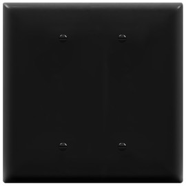 ENERLITES Double Blank Outlet Cover, Two Gang Blank Wall Plate, Oversized 2-Gang 5.5" x 5.5", Unbreakable Polycarbonate Thermoplastic, UL Listed, 8802O-BK, Black