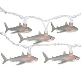 Northlight Shark Indoor Outdoor Patio Light Set - 6' - White Wire - 10ct