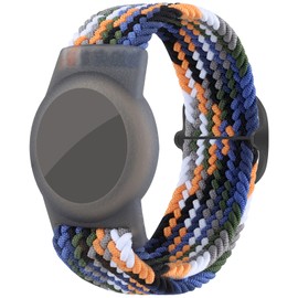 Bracelet for Kids Compatible with AirTag, Nylon Stretch Braided Air Tag Wristband, Protective Case for Airtag GPS Tracker Holder, Adjustable Elastic Watch Band for Toddler Child Elder (Dark Blue)