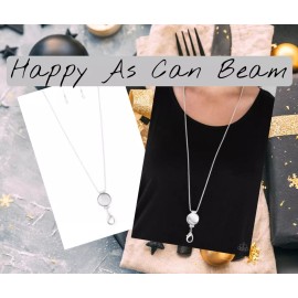 Paparazzi HAPPY AS CAN BEAM white lanyard