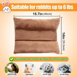 AIMALL Small Animal Plush Bed Cushion Mat for Hamster Cage Carrier – Soft Flannel Nest Pad with Raised Sides for Guinea Pig Rabbit Ferret 15.7in x 14in