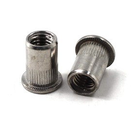 M6 Flat Head Rivet Nut Insert 304 Stainless Steel Rivet Nut Threaded Insert (Pack of 50)