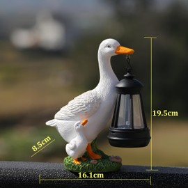 Mewind Garden Statues, Duck Solar Light, Duck Figurine, Resin, Scandinavian Gardening, Decoration, Garden, Stylish, Object, Ornament, Country Goods, Interior Decoration, 34 (Set of 2) (Duck Lamp)