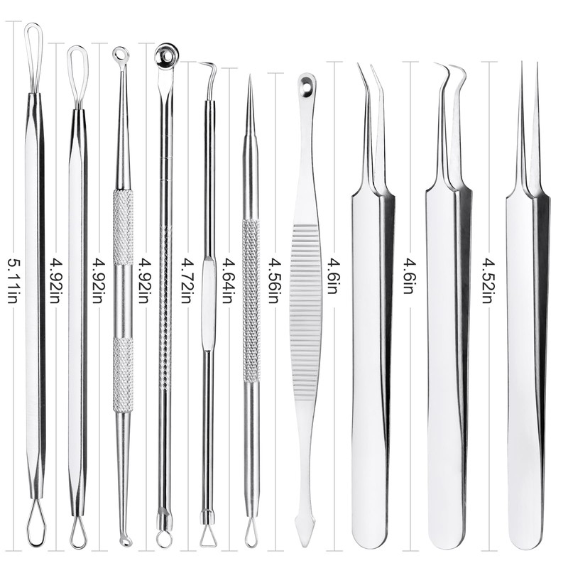 Pimple Popper Tool Kit,10 Pcs Professional Blackhead Remover Comedones Extractor