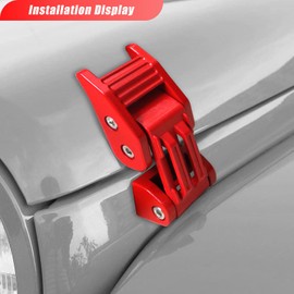 WWFGYX Aluminum Hood Latch Lock Compatible with Jeep Wrangler JK JKU 2007-2018 JL JLU 2018-2024 Gladiator JT (RED)