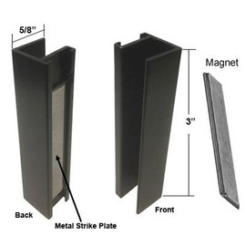 Shower Door U-Channel with Metal Strike Plate for 3/8" and 5/16" Glass - Dark Bronze and Magnet - Set