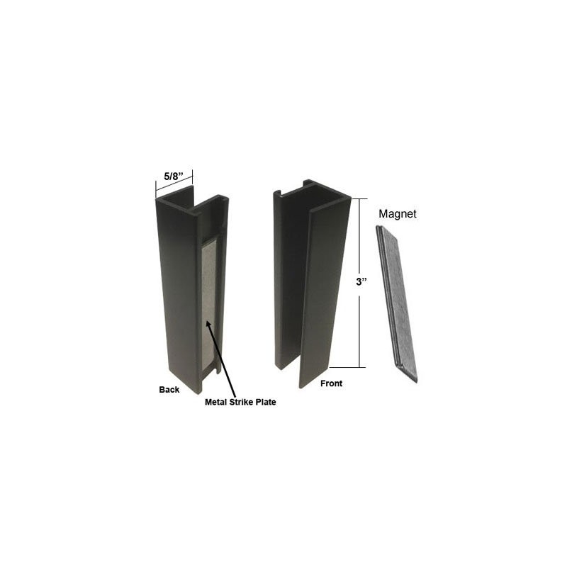 Shower Door U-Channel with Metal Strike Plate for 3/8" and