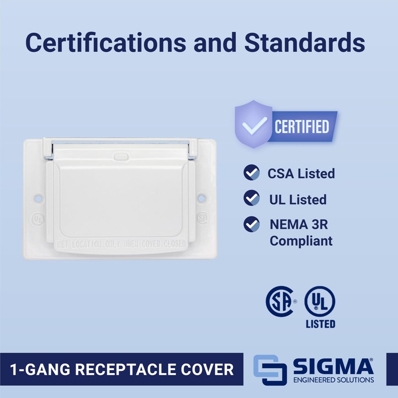SIGMA ENGINEERED SOLUTIONS 14249WH Weatherproof Outdoor GFCI Outlet Cover, White,