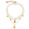 TAXTYHRE Muschelkette Damen, Perlen Geschichtete Halskette, Seestern Kette, Gold Seestern