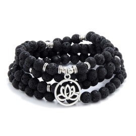 Lotus Flower Gifts Mala Beads 108 Healing Bracelet Necklace Meditation Accessories, Stone, No gemstone