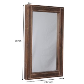 Sintosin Farmhouse Bathroom Mirrors for Over Sink 24" x 36", Hanging Distressed Wood Framed Rectangle Vanity Mirror, Large Rustic Wall Mirrors for Bedroom Living Room, Vertical or Horizontal