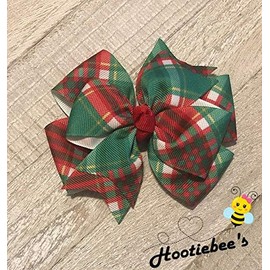 Christmas Tartan Plaid Pinwheel Hair Bow