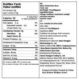 (1.1lbs) Dried Lemon Slices, Lemon Tea, Sour and Refreshing Citrus, Sugar Free, Vegan & Kosher, 500g (17.6)