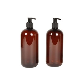 2 Botellas Pet con dispensador de 500 ml: Reutilizables y versátiles. para Manos, Ducha, Shampoo, acondicionador o jabón líquido. Incluye Etiquetas. I