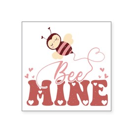 CafePress Bee Mine Cute Valentine's Day Bee Sticker Square Bumper Sticker Car Decal