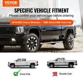 VEVOR Running Boards, 6" Step Bars Compatible with 2019-2023 Chevy Silverado/GMC Sierra 1500, 2020-2024 2500/3500HD Crew Cab, 201 Stainless Steel Side Steps Nerf Bars, 500LBS, 2 Piece