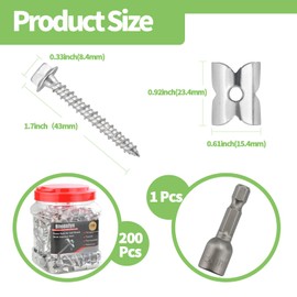 Fence Nails for Wood, 304 Stainless Steel Fence Staples, 1.7" Reusable Wire Fence Staples Screws for Mesh and Woven Fencing, 200pcs Fence Fasteners