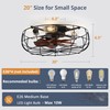 LEDIARY 20" Caged Ceiling Fans with Lights and Remote, Flush