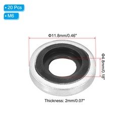 PATIKIL M6 Self-Centered Bonded Sealing Gasket, 20Pcs NBR Metal Bonded Sealing Washers Automotive Washers for Mechanical, Plumbing, Cylinder Repairs
