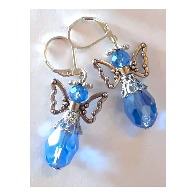 handcrafted by BeJay medium blue CHRISTMAS ANGEL Crystal Teardrop SP