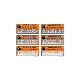 6pk GPS Satellite Tracking Orange Black White Rectangle Peel & Stick Window Label Sticker Decal Made in America 2.65 x 1.25