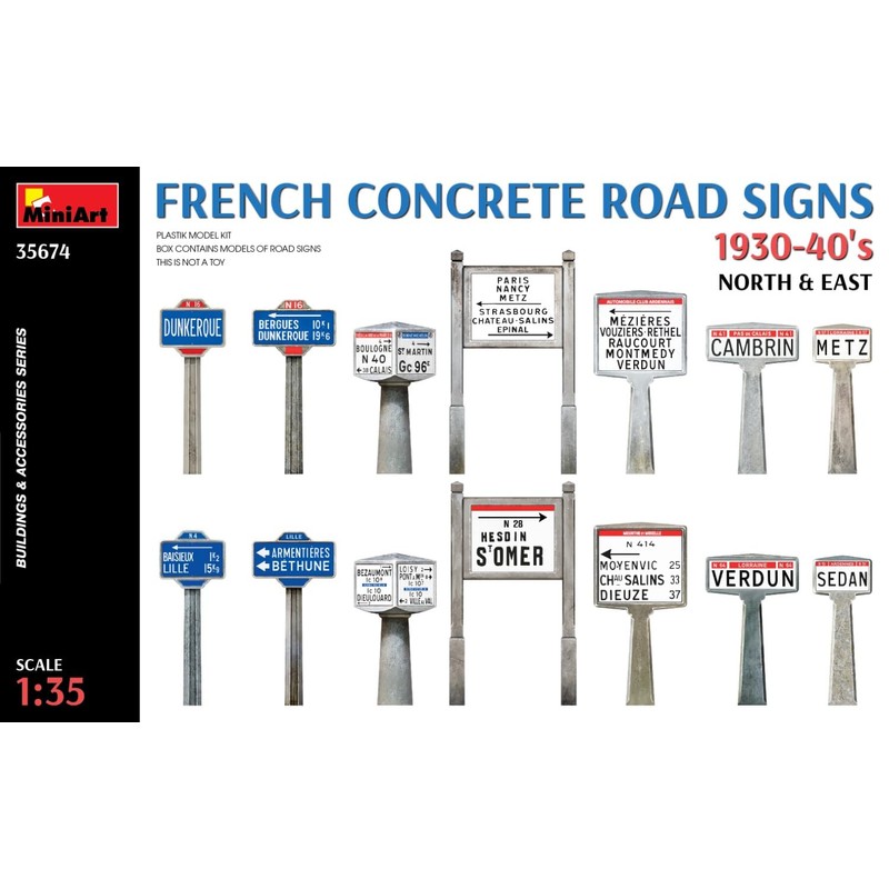 Miniart 1:35 - Concrete Road Signs, France 1930-40s, N &