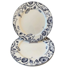 Fortessa JIN JI RUM Blue Floral Porcelain 11in Dinner Plates Set of 4 New