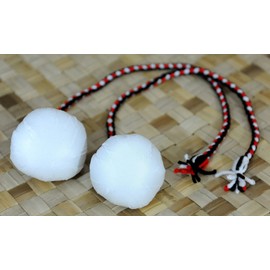 NEW ZEALAND MAORI PAIR SOFT POI BALLS ABOUT 16" LONG BRAIDS + TASSELS CHILD SIZE