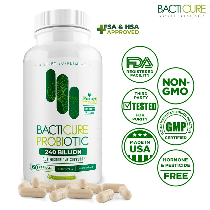 BACTICURE Original Probiótico Natural probiotic,Capsule,60 count