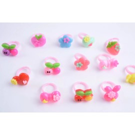 CHERRY STRAWBERRY BOW HEART 24 X RECUERDOS RINGS PARTY FAVORS HEART CHERRIES BOW FLWR PINK RED BLUE YELLOW