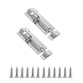 Door Security Slide Latch Lock Door Lock Bolt 5 inch Barrel Bolt Latch Slide Door Bolt Stainless Steel Sliding Door Latch with Screws for Bathroom, Bedroom,Toilet, Shed, Shower, Door 2PCS