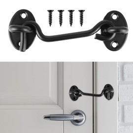 HJZHII Storm hook with eyelet, door hook for hanging, hook for hanging, latch, door hook, black garden gate latch, window hook, piping strips, hook for hanging, cabin hook for door, 11.6 cm