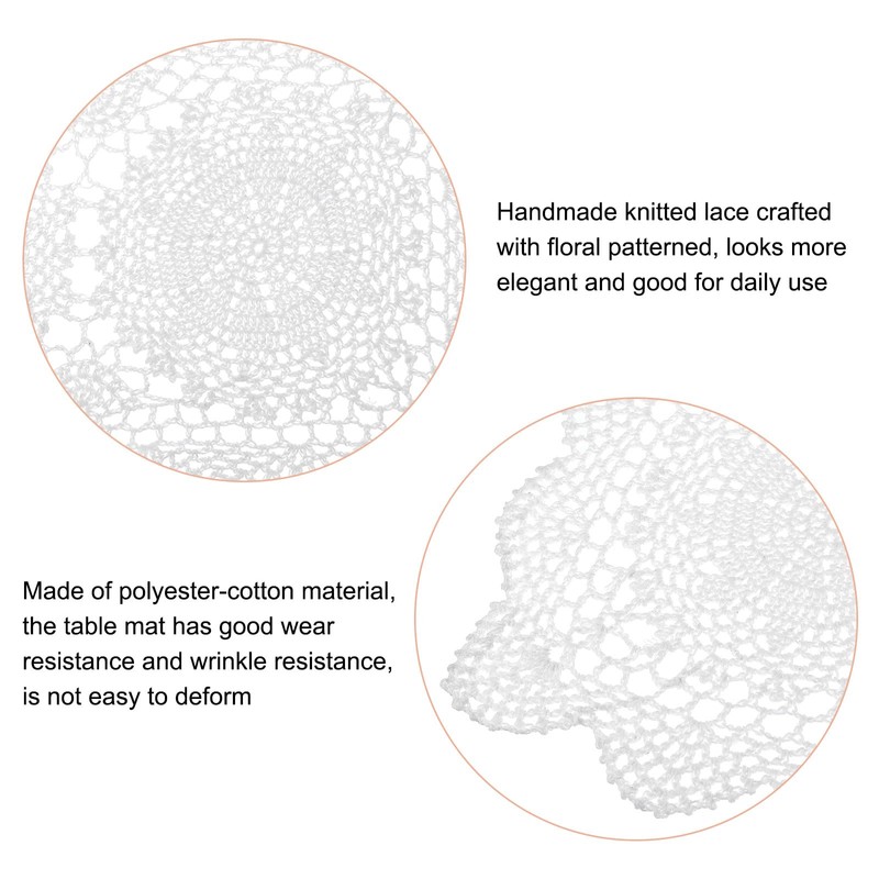 sourcing map 17x11 Inch Handmade Crochet Doilies, Polyester Cotton Table